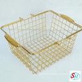 Multifunctional Storage Organizer Diversified Wire Storage Basket Mesh Shopping Storage Baskets(gold)